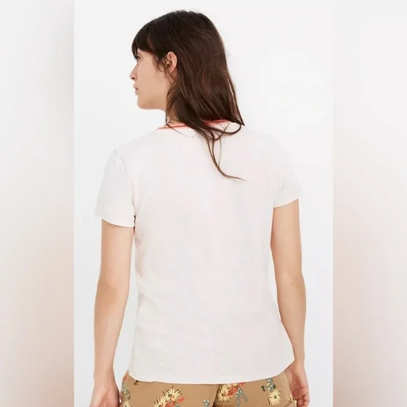 Madewell Whisper Cotton Ringer Tee in Pink Size L - Picture 3 of 6